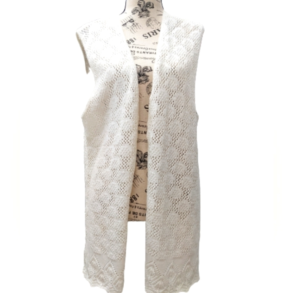 Boho women's crochet vest size M